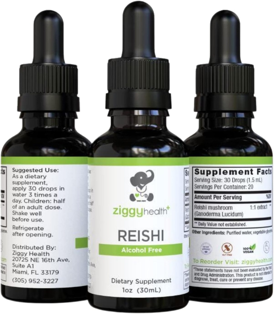 Reishi Mushroom Extract - flydende tinktur - Supplement til Immunity Defense & Brain Support, Support Sund Leverfunktion, Energy Booster, & Sleep Better, 1oz af Ziggy Health
