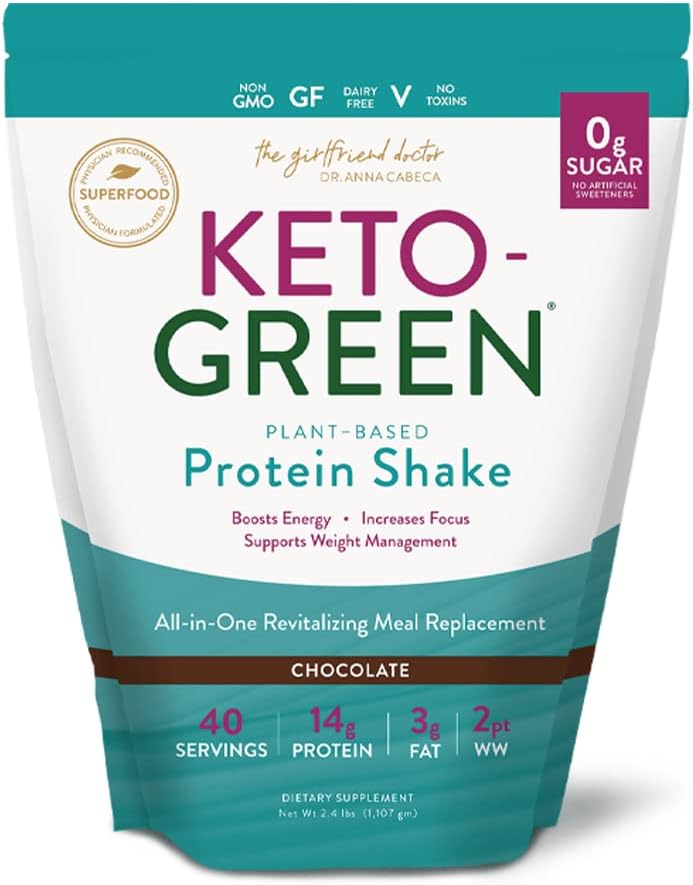 VIDAPURA Keto- Green Protein Shake af Dr. Anna Cabeca - Chokolade Vegan Protein for daglig wellness, Energi & Glat fordøjelse - 40 Serveringer