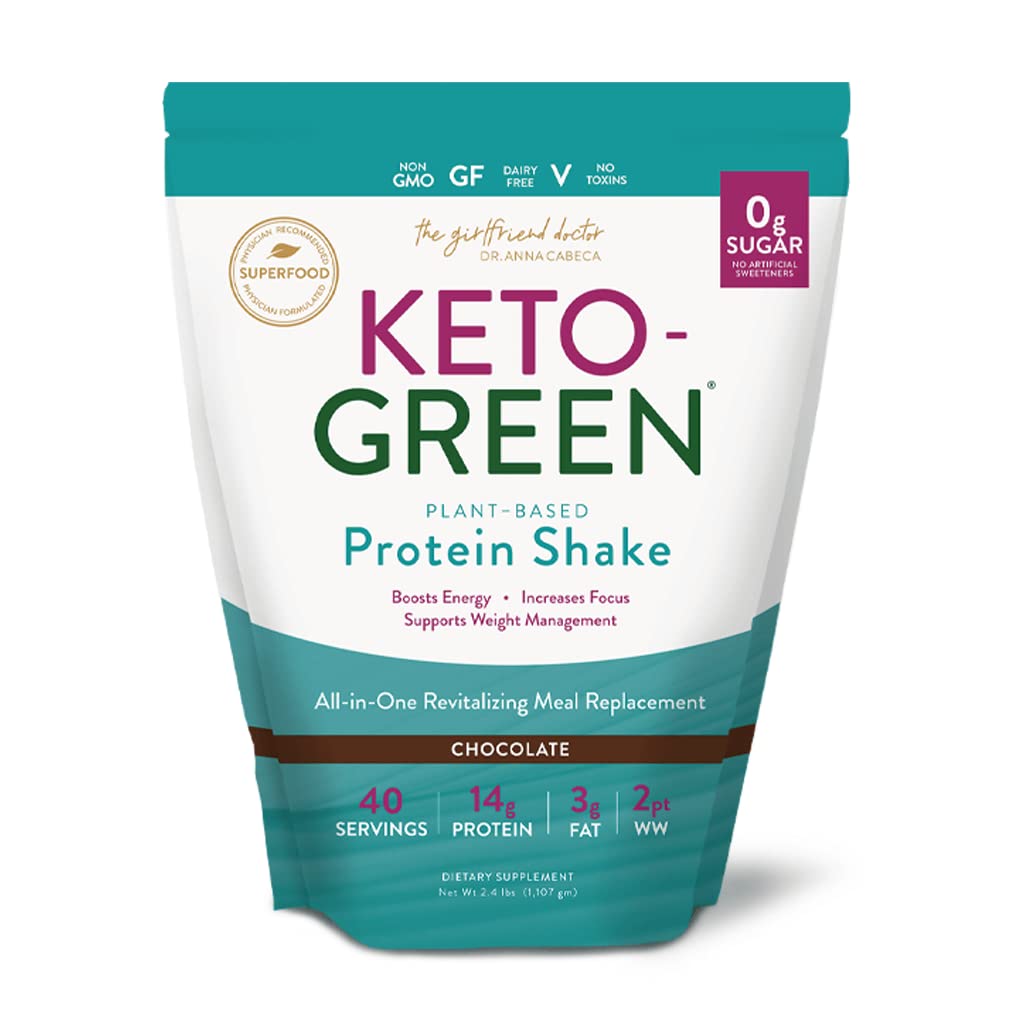 VIDAPURA Keto- Green Protein Shake af Dr. Anna Cabeca - Chokolade Vegan Protein for daglig wellness, Energi & Glat fordøjelse - 40 Serveringer