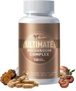 Mushroom Complex Supplement 2600mg, 120 Kapsler - 10 Mushrooms Blend - Reishi, Lions Mane, Cordyceps, Chaga, Tyrkiet Tail, Maitake, Shiitake, Oyster Nootrop Complex - Brain, Energy, Focus Pills