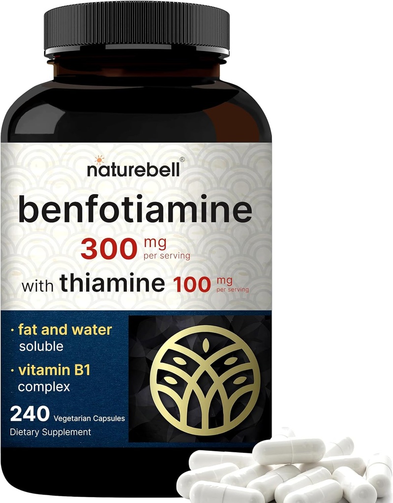 NatureBell Benfotiamin 300mg med Thiamin 100mg Per Serving
