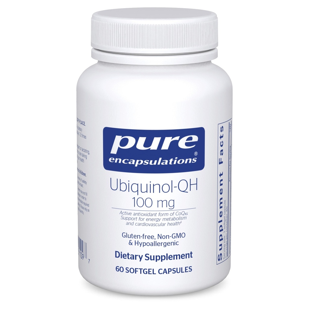 Ren indkapsling Ubiquinol- QH - 100 mg CoQ10 - Understøtter energimetabolismen og hjertets sundhed * - Coenzym antioxidanter supplement - non- GMO - 60 Softgel kapsler