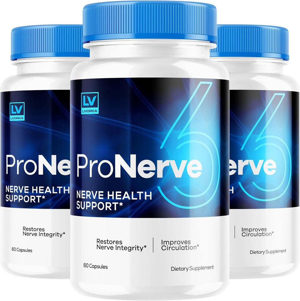 LIVORKA Pronerve 6, Nerve Health Support Advanced Formel - 180 Kapsler (3 måneders forsyning) - pakke med 3