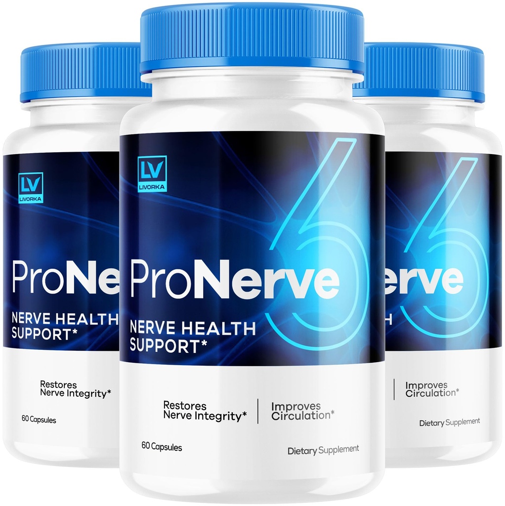 LIVORKA Pronerve 6, Nerve Health Support Advanced Formel - 180 Kapsler (3 måneders forsyning) - pakke med 3