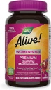 Naturen er i live! Kvinder 50 + Premium Gummy Multivitamin, støtter sundt hjerte, hjerne & knogler *, B-vitaminer, glutenfri, Vegetar, Grape og Cherry Flavored, 75 Gummies (Packaging May Vary)