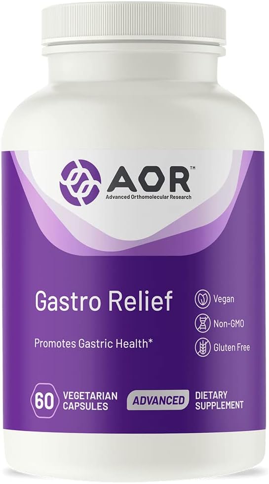 AOR, Gastro Relief, Natural Supplement for Gastro Health with Mastic Gum and Vitamin C, Vegan, 60 Capsules (30 Servings)