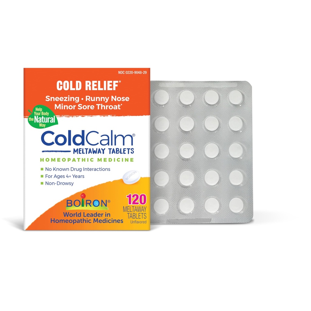 Boiron ColdCalm tabletter til lindring af almindelige kolde symptomer såsom nysen, runny Næse, Sore Hals, og nasal kongestion - ikke-Drowsy - 120 Greve
