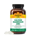 Country Life Calcium Magnesium Zink med vitamin D3 og L- Glutaminsyre, Kosttilskud til benstøtte, Certificeret gluten fri, 1000mg / 500mg / 25mg, 180 tabletter