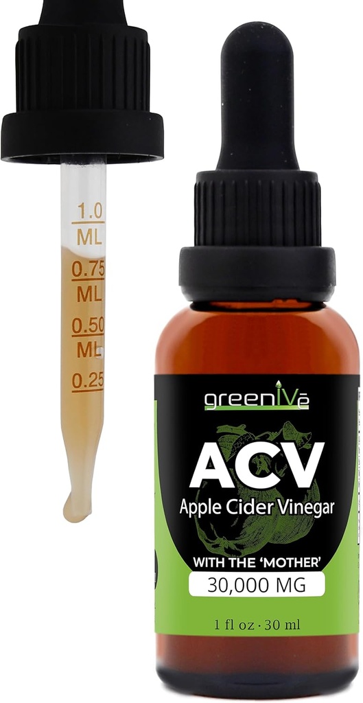 Greenive ACV Dropper Apple Cider Vinciale med moderen, Pure ACV