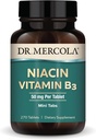 Dr. Mercola Niacin Vitamin B3, 90 Servering (270 tabletter), Kosttilskud, Mini tabletter, Essential B Vitamin, Non- GMO