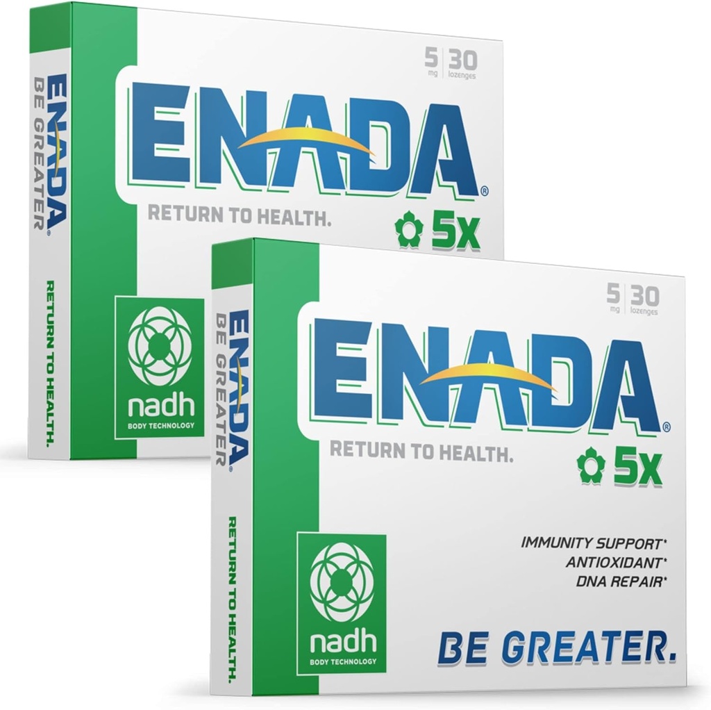 ENADA 5MG NADH tillæg med boost af chlorophyll ko- enzymer Antioxidant Form of Vitamin B3 Immunity Support DNA Reparation tjener som Natural Energy Memory Booster & Gendan Body 's Cellular Energy 30X2