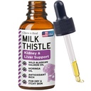 Mælk tidsel til hunde leverstøtte - 2 oz flydende mælk tidsel supplement til nyre og lever støtte - med Wild Alaska lakseolie og Moringa olie - Made in USA