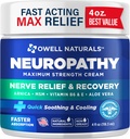 Owell Naturals Neuropati Nerve Relief Cream, Maksimal styrke, Greasless, Natural Ingredients Arnica, Aloe Vera, MSM, Vitamin B6 for Feet, Hands, Legs, Toes Discomfort, 4 Fl Oz (Pack of 1)