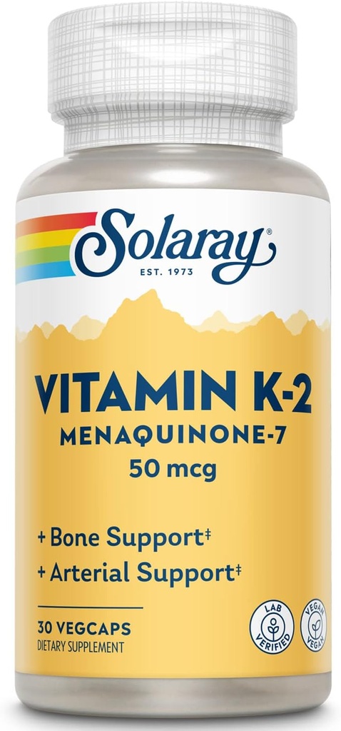 SOLARAY K2 MK7, Veg Cap (Btl- Plastic) 50mcg
