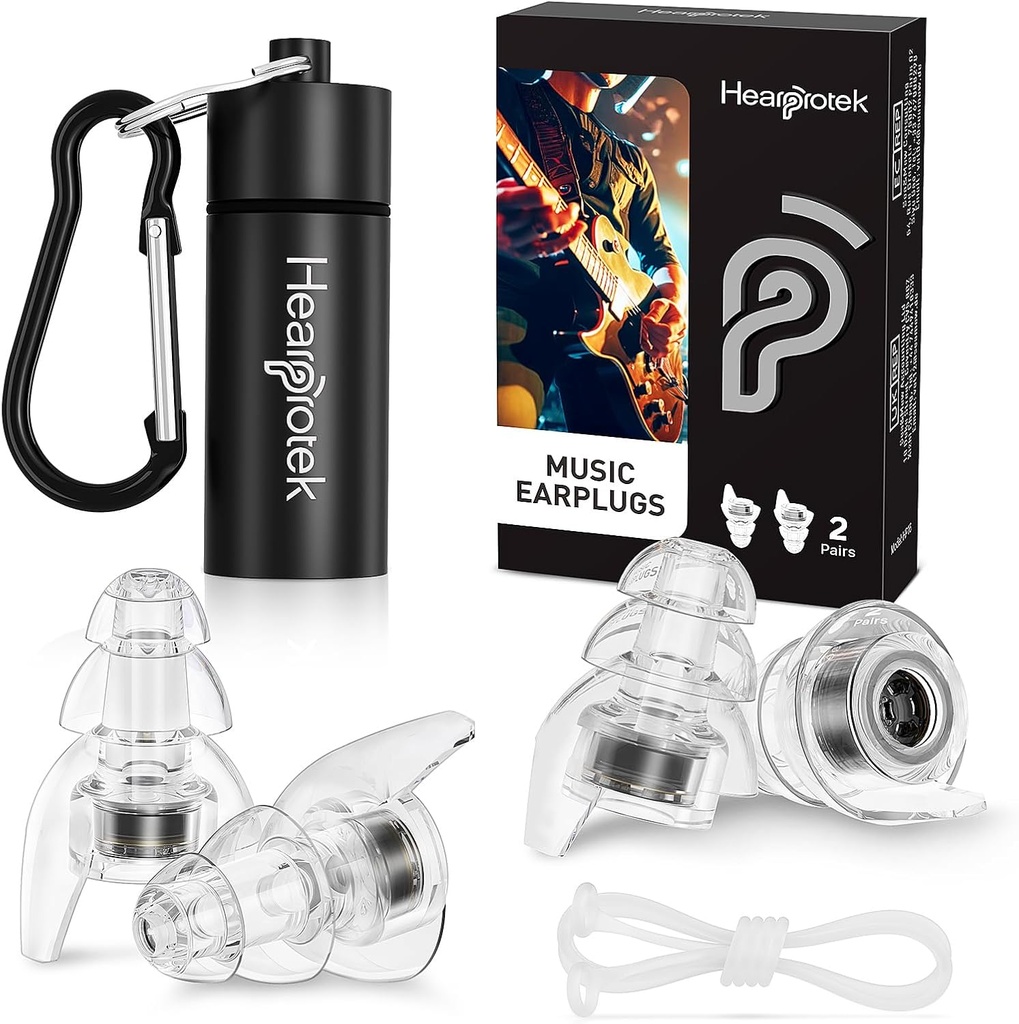 Hearprotek Concert Ear Plugs, 2Pars Genanvendelig høj Fidelity Musiker Ear Plugs til Koncerter Kraftig Musik- støjreduktion Ørepropper til Rave, Festival, Musik, Tinnitus Relief