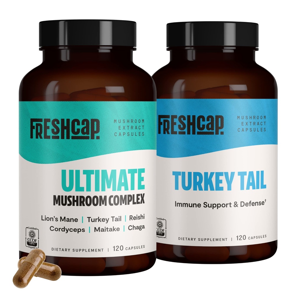 FreshCap svampe Immunity Bundle (Tyrkiet Tail Capsules and Ultimate Mushroom Complex Capsules)