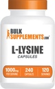 BulkSupplements.com L- Lysin HCl kapsler - Sport Nutrition Supplement, Lysin 1000mg - for immunforsvar, Gluten Free, 2 kapsler per servering, 240 greve (pakke med 1)