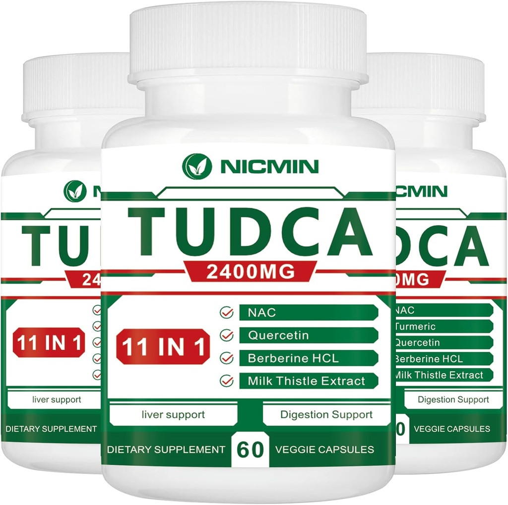 TUDCA Kosttilskud 2400MG, Bile Salts Complex for lever Detox & Gallablære Cleanse, Anti- Aging for mænd og kvinder, fordøjelsessygdomme 180 kapsler