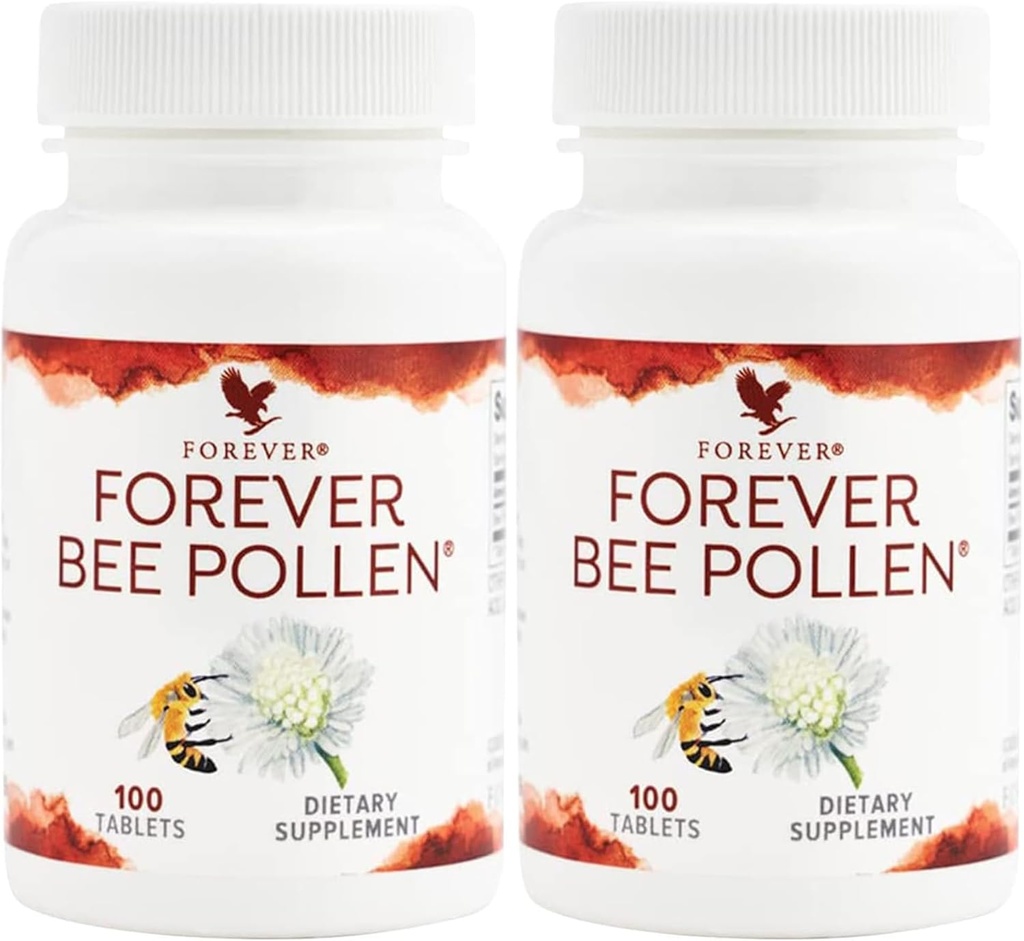 Forever Living - Bee Pollen - Energi og ernæring med bioaktive forbindelser - Vegetarisk og Gluten- Free - 100 tabletter (pakke med 2)