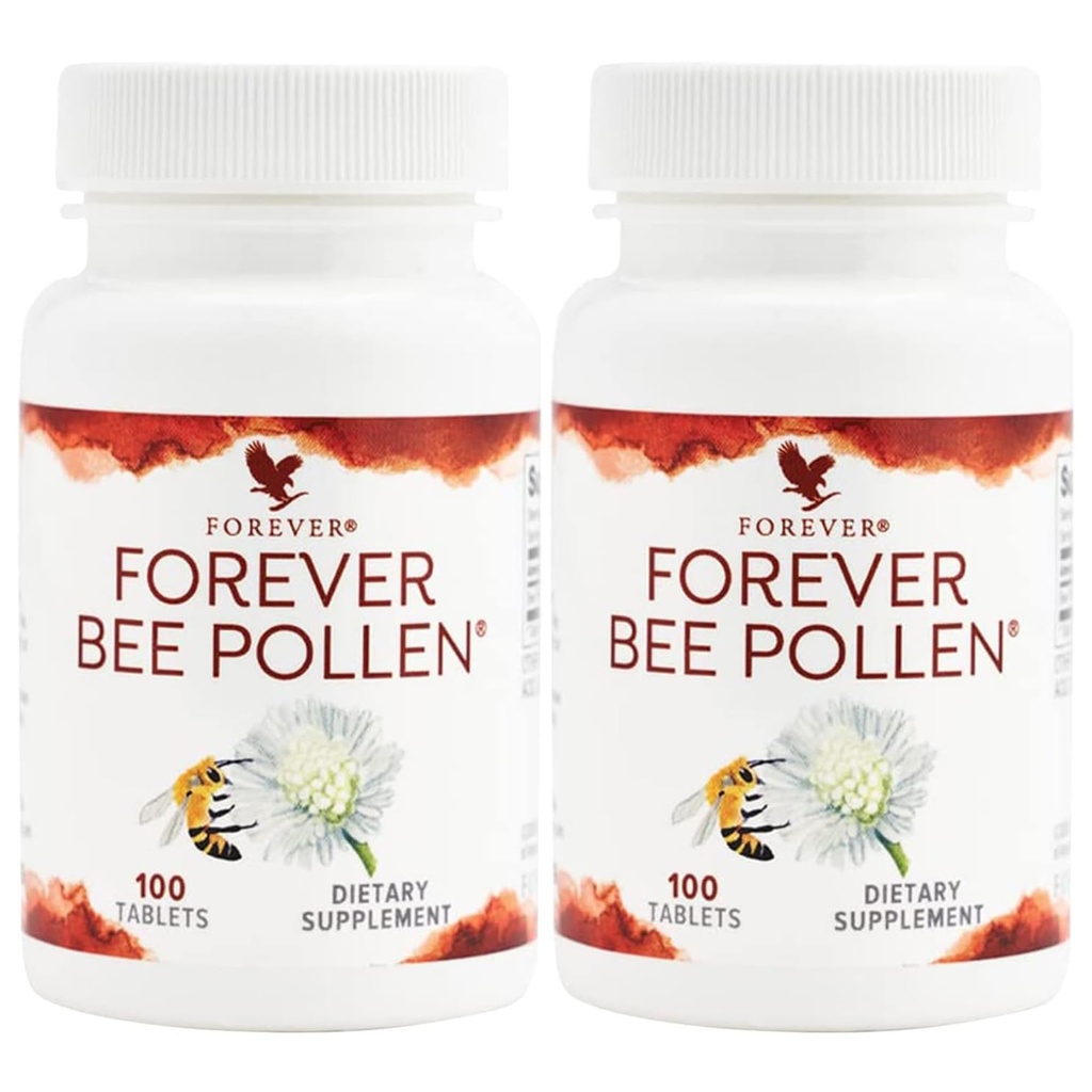 Forever Living - Bee Pollen - Energi og ernæring med bioaktive forbindelser - Vegetarisk og Gluten- Free - 100 tabletter (pakke med 2)