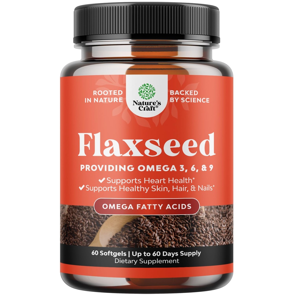 Flaxseed Oil 1000mg Softgels - High Potency Flax Seed Oil Softgels for Heart Health Fordøjning og Brain Support - Cold Pressed Organic Flaxseeds Providing Plant Based Omega 3 6 9