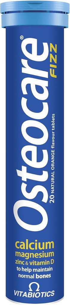 Vitabiotika Osteocare Fizz - Effervescent tabletter med calcium, Magnesium, og Zink124; Knoglesundhed og immunitet Multivitamin supplement til mænd og kvinder - 20 tabletter