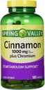 Spring Valley kanel 1000mg Plus Chrom, 180 kapsler