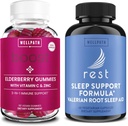 WellPath Elderberry Gummies med zink + resten Valerian Root Sleep Aid for voksne med Melatonin & L- Theanine, 60 Ct hver