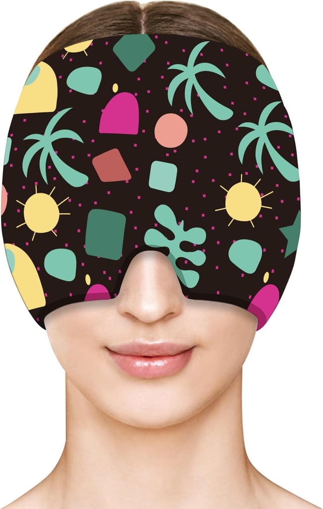 ZNÖCUETÖD Migræne Relief Cap Ice Head Ice Pack Wrap Face Mask, Hovedpine Relief Hat & Migræne Cold Cap Compressor Therapy for Puffy Eyes, Spænding, Sinus & Stress Relief (L, Black)