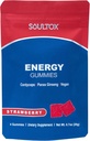 Soultox Energy Mushroom Gummies Strawberry - Vegansk formel med Ginseng, Cordyceps, Koffein, Vitamin B12 - Øger energi og kognitiv funktion - Naturlige ingredienser - 10 Pack