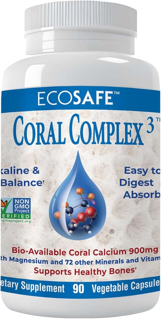 Coral Complex 3 - Coral Calcium 900 mg with Vitamin D3 1200 IU and Magnesium168 mg - 90 Vegetarian Capsules