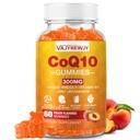 Sukkerfri CoQ10 Gummies 3000 mg - Plus Omega-3, Vitamin B3 & Zink, High Absorption Coenzym Q10 Kosttilskud til Cellular Energy & Antioxidant Support, Vegan 60 Count
