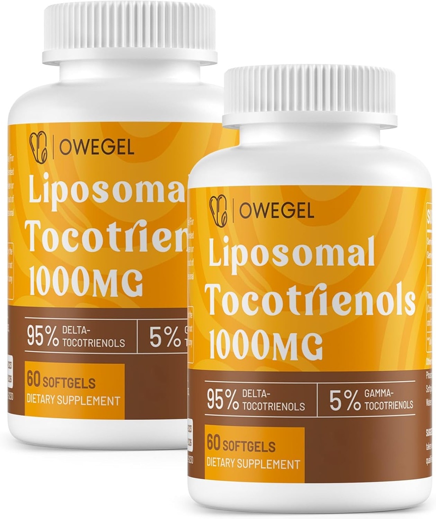 E-vitamin Tocotrienoler Kosttilskud 1000mg - høj potens Liposomal Tocotrienol kapsler, 95% Delta & 5% Gamma Tocotrienols Support Hud, Knogler, Antioxidant, 120 Softgel