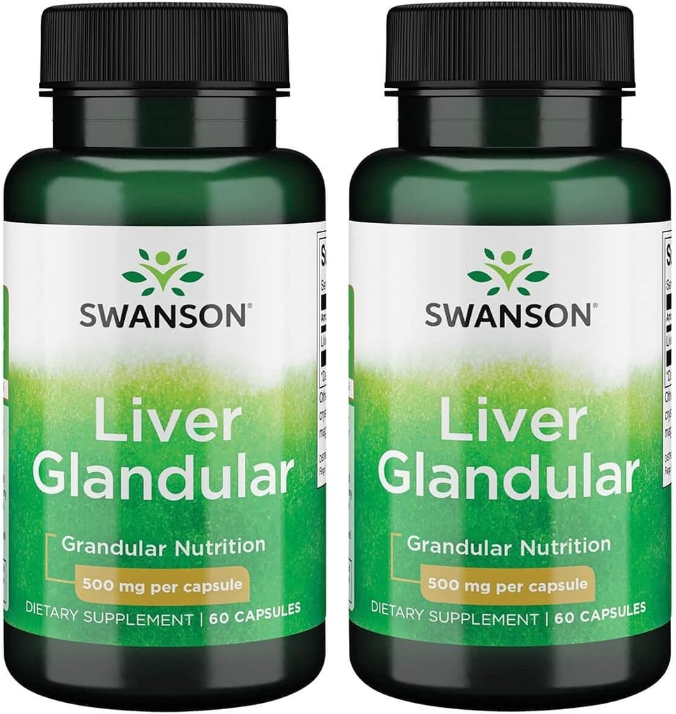 Swanson Lever Glandulær 500 milligram 60 kapsler (2 pakker)