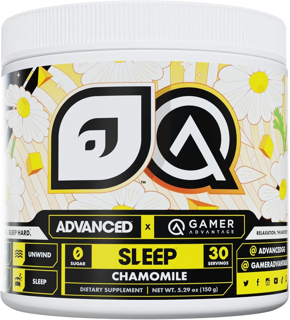 Advanced Sleep - Magnesium Sleep Supplement med Ashwagandha og L-theanin - Vegan, Sukker Free, Lavt Carb Drink Mix - Melatonin Free Sleep Aid (Kamille)