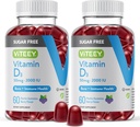 Viteey Vitamin D3 Gummies for voksne & Teens - 2.000 IE, 50mcg - Sugar Free, Bone, Joint & Muscle Health, immunboost - Vegetar, Gelatine Free, GMO Free - Tasty Chewable Berry Flavored Gummy