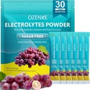 Elektrolytter Powder Packets, 30 sticks Hydration Packets Sugar Free, Electrolyte Drink Mix Portable Elektrolyte Packets til hurtig Hydration, 0 Sukker & 0 Kalorie, Grape Flavor