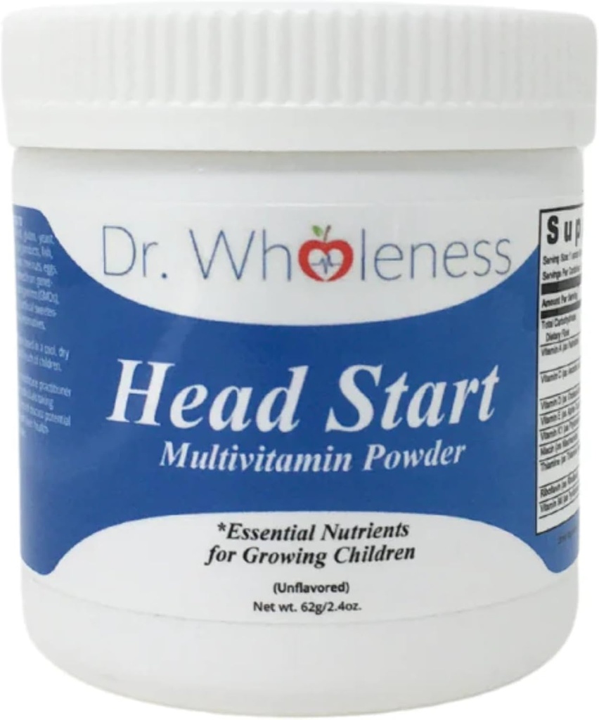 Dr. Wholeness Head Start Multivitamin Powder Medical Nutrients for Growing Children, Methylerede B- Vitaminer, Nem at blande, Ingen Smagsstoffer, Sødestoffer, eller Konserveringsmidler Medical Nutrients - 2.4 oz