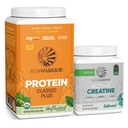 Sunwarrior Vegan Protein Powder Removal 124; Unflavored, 30 Serveringer & Creatin Monohydrat Powder Removal 124; Unflavored, 60 Serveringer