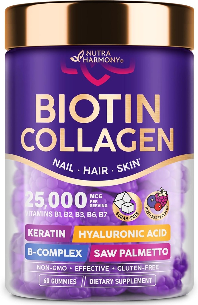 NUTRAHARMONY Biotin Collagen Gummies - 60 Greve