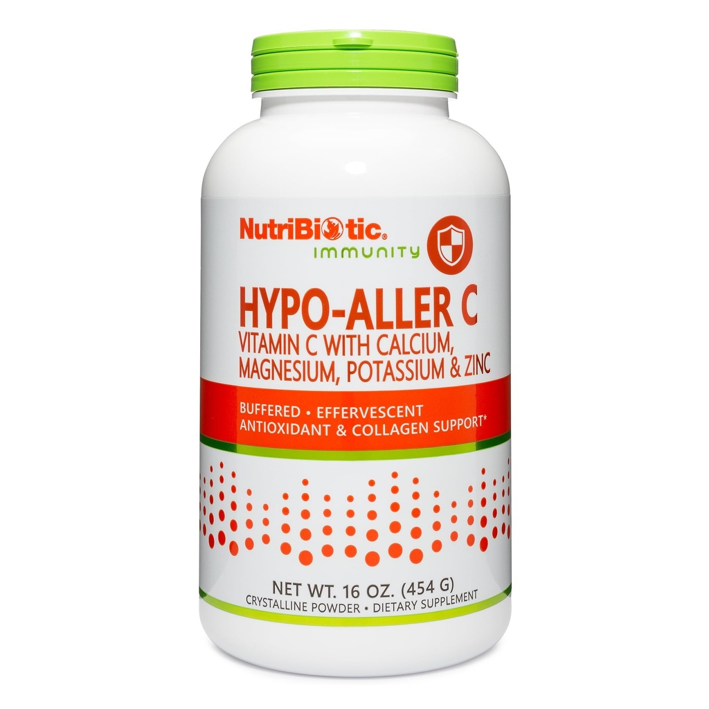 Nutribitic - Hypo- Aller C Powder Vitamin C & Minerals, 16 Oz - 124; 1300 Mg Vitamin C for Antioxidant & Collagen Support; 124; Bufferet med calcium, Magnesium, Zink & Kalium; Gluten & GMO fri