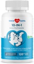 10 i 1 Multivitamin til hunde - 120 tyggetabletter med Glucosamin og Chondroitin - Fish Oil & Vitaminer med Coq10 til hud og hjerte sundhed, Gut & immunforsvar