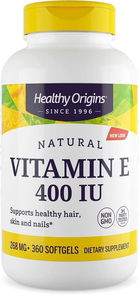 Sunde origin E 400 IE (naturlig, non- GMO, gluten fri, hudstøtte, cardiovaskulær support), 360 Softgels