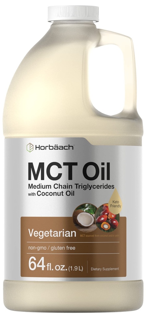 Horbäach MCT Oil 64 oz Mest124; 100% Pure Mest124; Blandinger med kaffe, te, Juice og Liquids Mest124; Værdi størrelse Unflavored Formel 124; Keto, Vegetar, Non- GMO, og Gluten Free