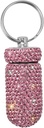 Bærbar pillebeholder Vandtæt pillholder med Keychain Bling Pill Box Medicin Dispenser Flaske Opbevaring til udendørs Camping Rejser (Pink)