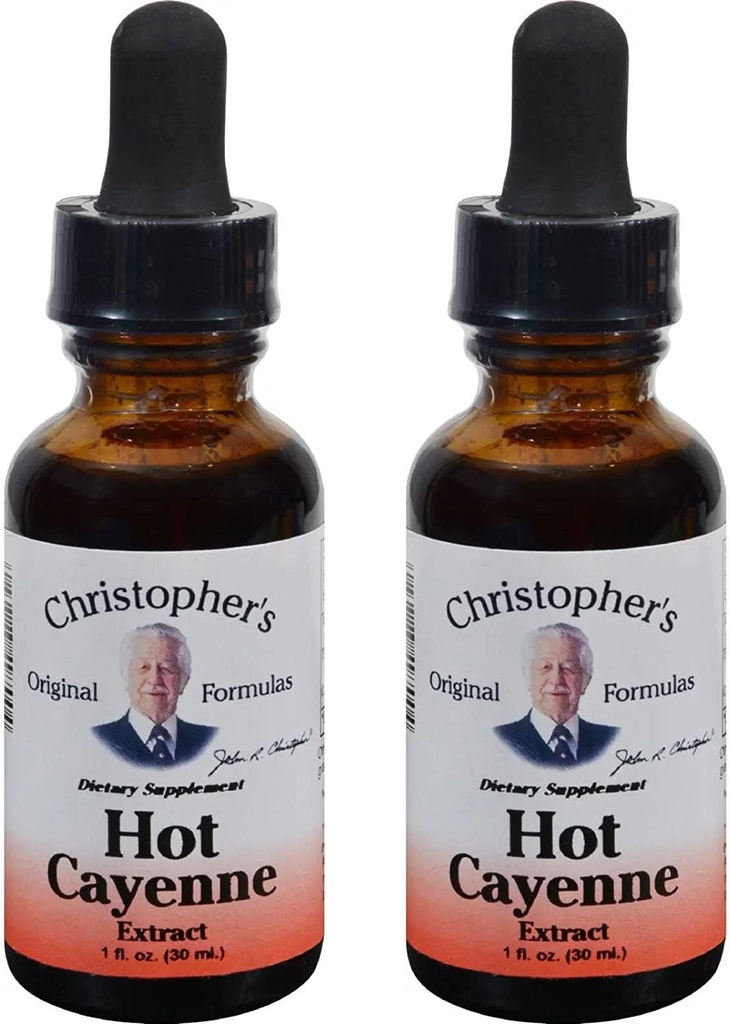 Christopher 's Original Formulas Hot Cayenne Extract, 1 fl oz - Natural Herbal Supplement - Pack of 2