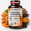 Pomona Wellness Organic Gurkemeje Supplement 2100 mg, USDA Organic, Non- GMO, Vegan, Gurkemeje med sort peber til Absorption, til fælles støtte og immunitet, 120 tabletter