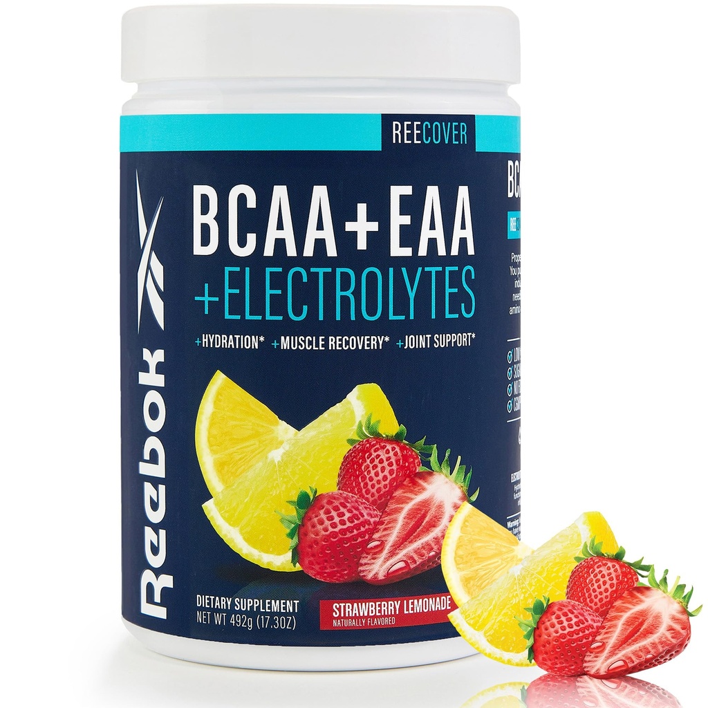 Reebok REECover Amino Acids + Elektrolytes Yeas 124; 8g EAA, 5g BCAA, Hydration Matrix 124; Muscle Recovery, Stoffs 124; Post- Workout Support
