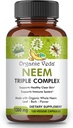 Organic Veda Neem kapsler med Triple Complex Neem Leaf Extract, Bark & Flower - Urtetilskud øger immunitet, forbedrer fordøjelsen, hud sundhed & support oprydning - 120 Greve