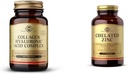 SOLGAR Collagen Hyaluronsyre Complex, 30 tabletter - Hydrolyseret Collagen type 2 - Hjælper & Chelated Zink, 250 tabletter - Zink til sund hud - Understøtter cellevækst & DNA dannelse